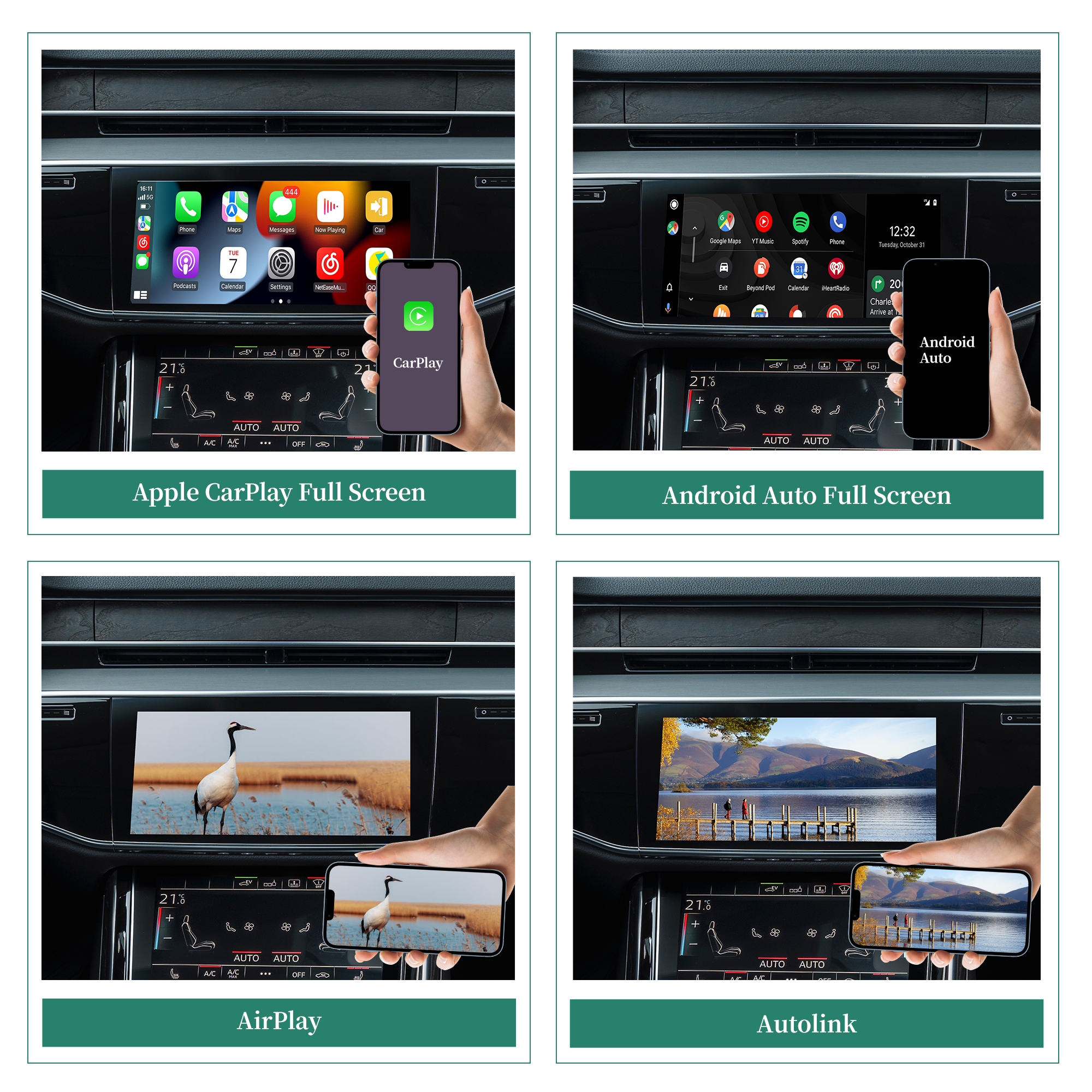 hualingan hla-309 apple carplay android auto audi a8 s8 rs8 android os screen mirror