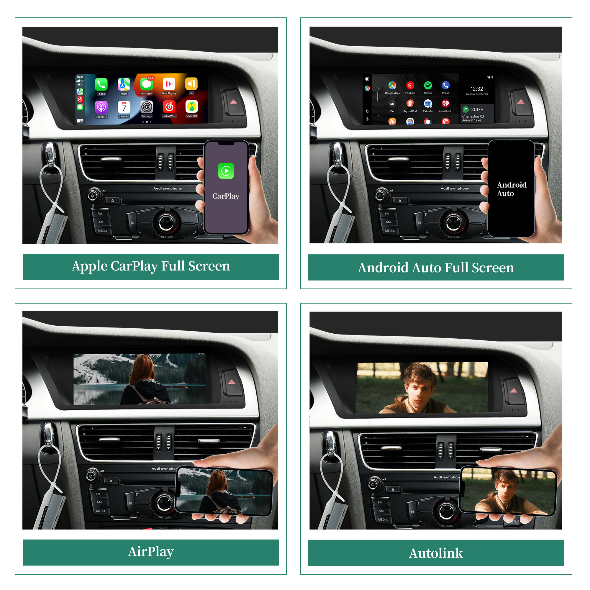 Audi A4 S4 RS4 B8 Concert Symphony 8.8 Touch Screen Upgrade 2008-2012 Apple CarPlay Android Auto Android 13 Apps Netflix Spotify Prime Video Reddit Twitch Waze Games Navigation WiFi Reverse Camera 