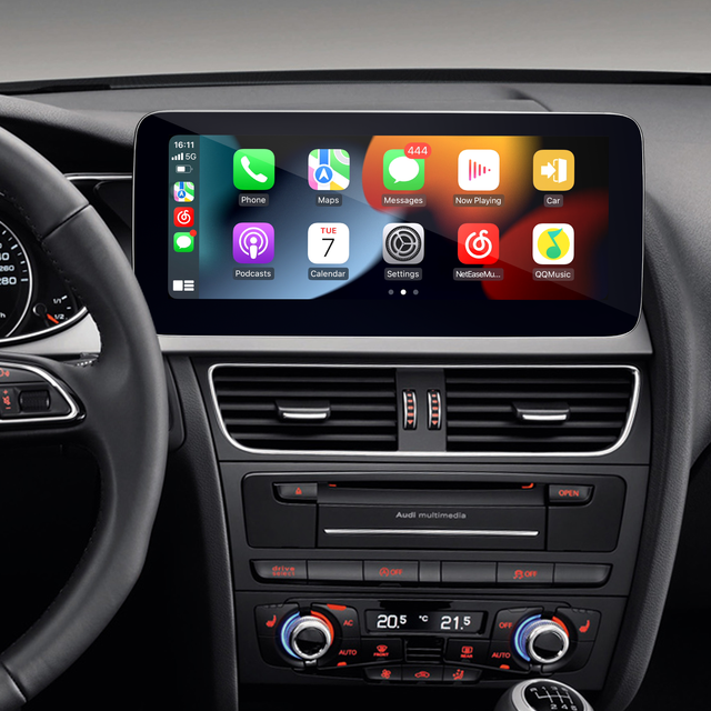 Audi A4 S4 RS4 8B A5 S5 RS5 8T Screen Upgrade Retrofit 12.3 inch Touch Wireless Apple CarPlay Android Auto iPhone Mirror Full Screen Android 13 Apps Netflix Spotify Prime Video Reddit Twitch Games
