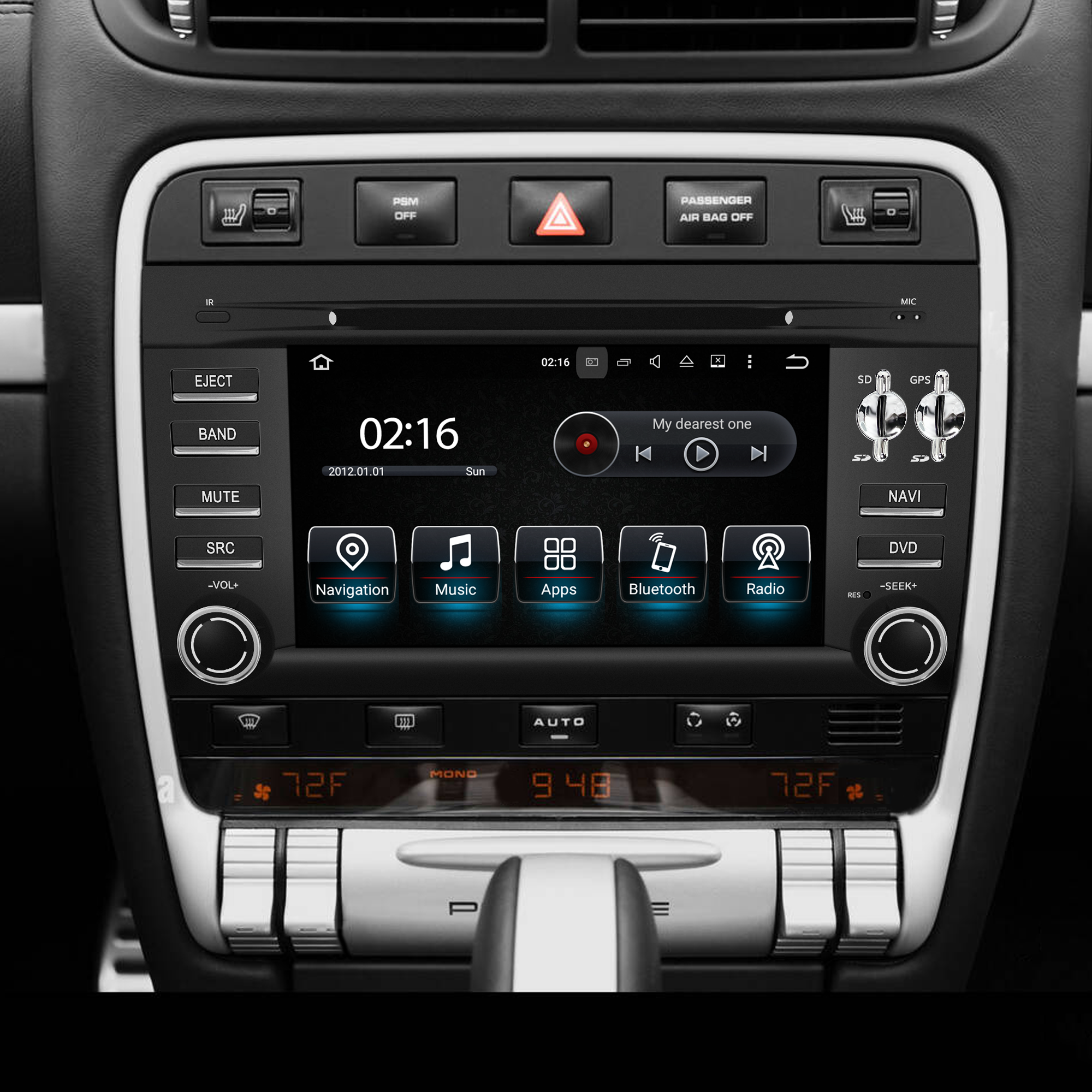 Porsche Cayenne Stereo Upgrade 6.2 Touch Screen Autoradio CarPlay Android Auto Mirror Netflix Spotify Android 13 Apps Navigation Games Music Apple Maps Backup Cameras DVD WiFi