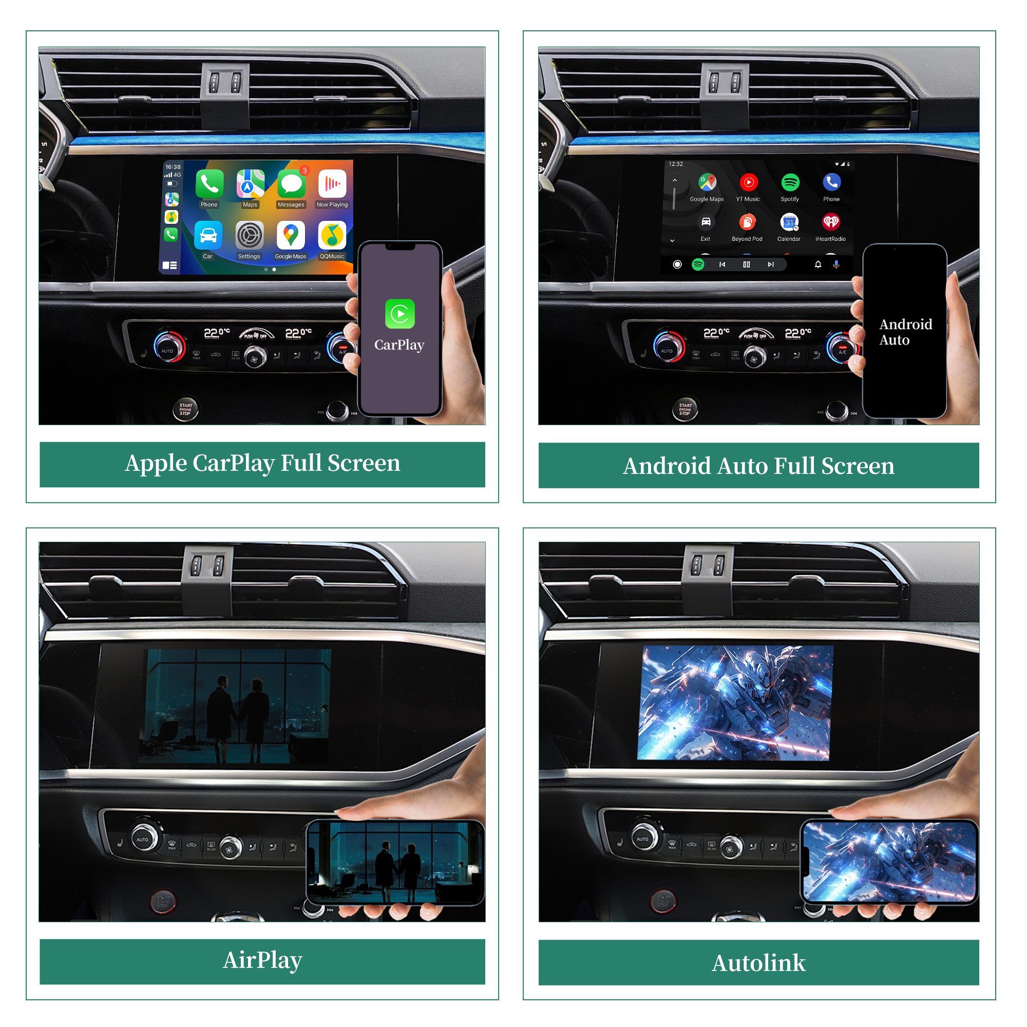 hla-310 apple carplay android auto Audi A1 S1 Q3 SQ3 RS Q3 screen mirror