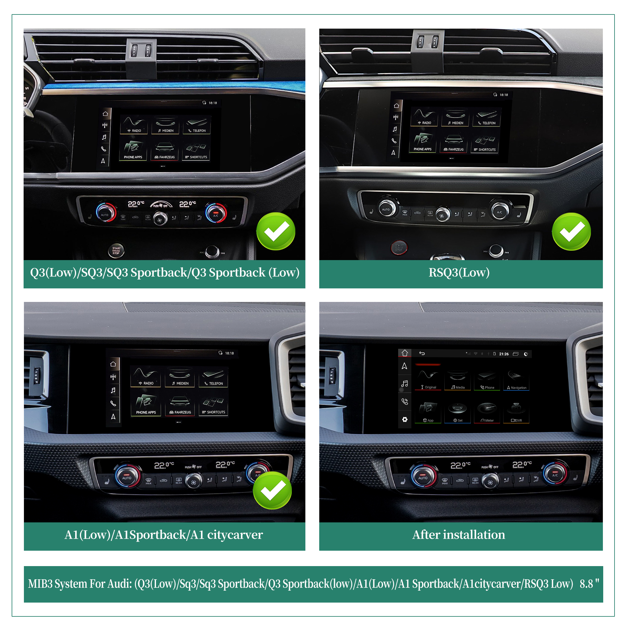 hal-310 apple carplay android auto Audi A1 S1 Q3 SQ3 RS Q3 中控