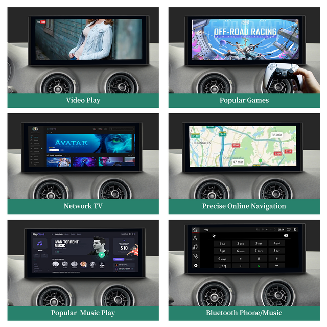 8.3 To 10.25 Touch Screen Apple CarPlay Audi Q2 MIB2 Radio Wireless Android Auto Backup Cameras WiFi Android 13 Apps Navigation Netflix YouTube Spotify Amazon Prime Video WhatsApp Reddit Mirror Link