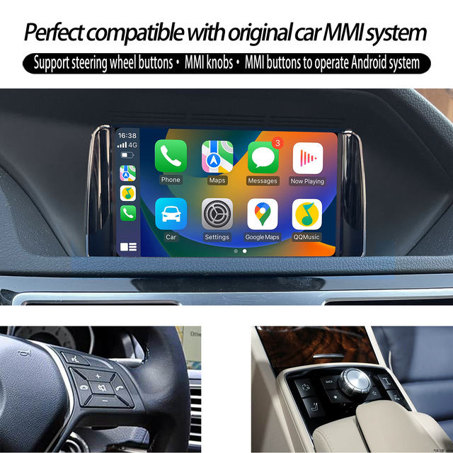 Mercedes-Benz E-Class W212 S212 NTG4.5/4.7 Wireless CarPlay Android Auto Retrofit Kit 7 inch Touch Screen Android 14 Naivgation Netflix YouTube Spotify TikTok Reddit Backup Cameras 360 Camera