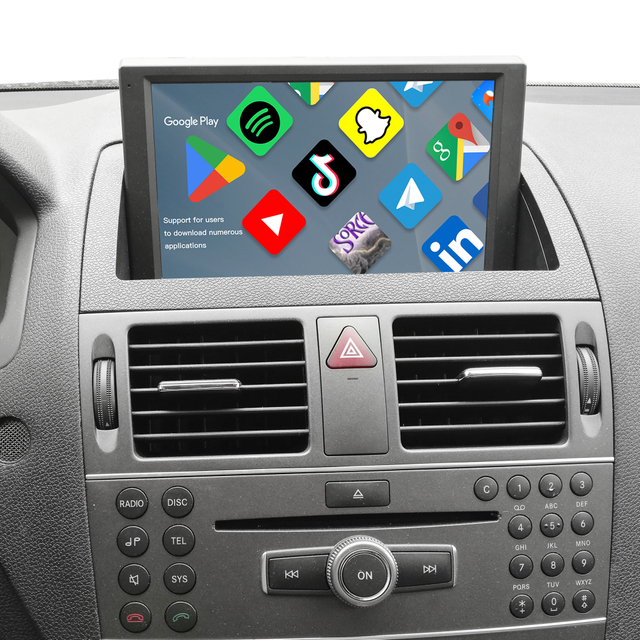 Mercedes W204 C204 S204 NTG4 CarPlay Retrofit Kit Upgrade 8.0 Touch Screen Wireless Android Auto Android 14 Apps Navigation Netflix Spotify Facebook YouTube WhatsApp Reverse Camera Screen Mirroring