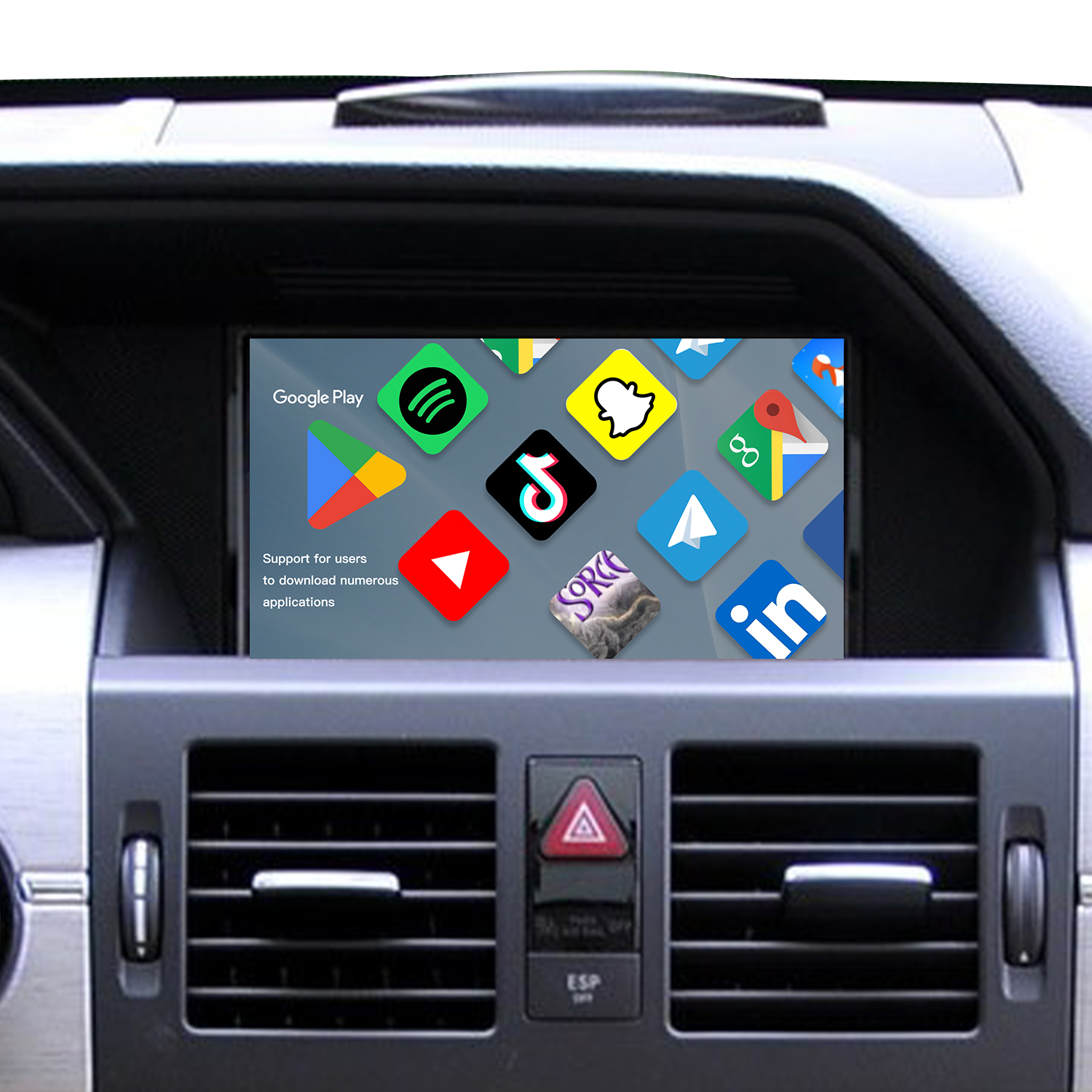 Hualingan 7 inch Touch Screen Upgrade For NTG 4.0 Mercedes GLK X204 Wireless Apple CarPlay Android Auto Android Apps Navigation Waze Netflix Spotify Prime Video Pluto TV Backup Cameras