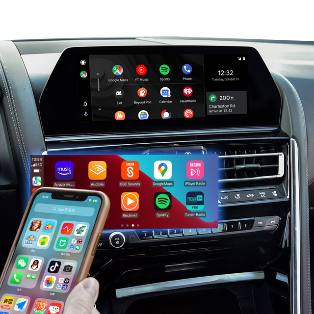 Hualingan CarPlay Refit for BMW iDrive 7 G14 G15 G16 8 Series Upgrade 3 in 1 Wireless CarPlay&Android Auto&Android 13 Access Netflix Spotify Telegram Navigation Mirroring to 10.25/12.3 Full Screen
