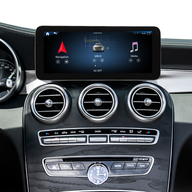 W205 C205 S205 A205 NTG 5.5 Retrofit Apple CarPlay Wireless Android Auto Phone Apps Screen Mirroring to 12.3 Android Touch Screen Netflix YouTube Spotify Navigation Google Maps Vehicle Cameras