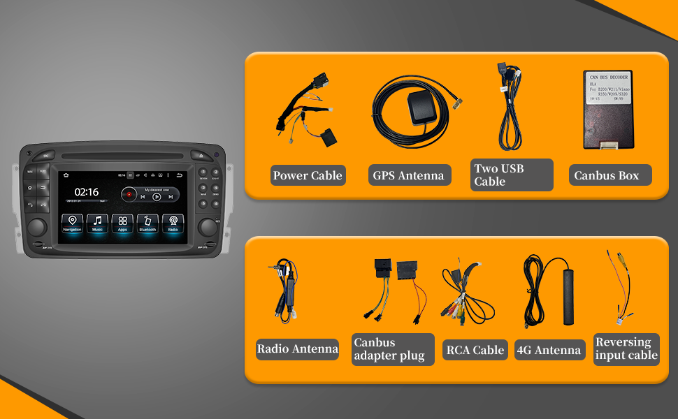 Mercedes W463 (2001-2008) Radio Upgrade 6.2 Touch Screen Add Wireless Apple CarPlay Android Auto Android System GPS Navigation Google Maps Vehicle Cameras Bluetooth Calls AM FM DVD Netflix TikTok