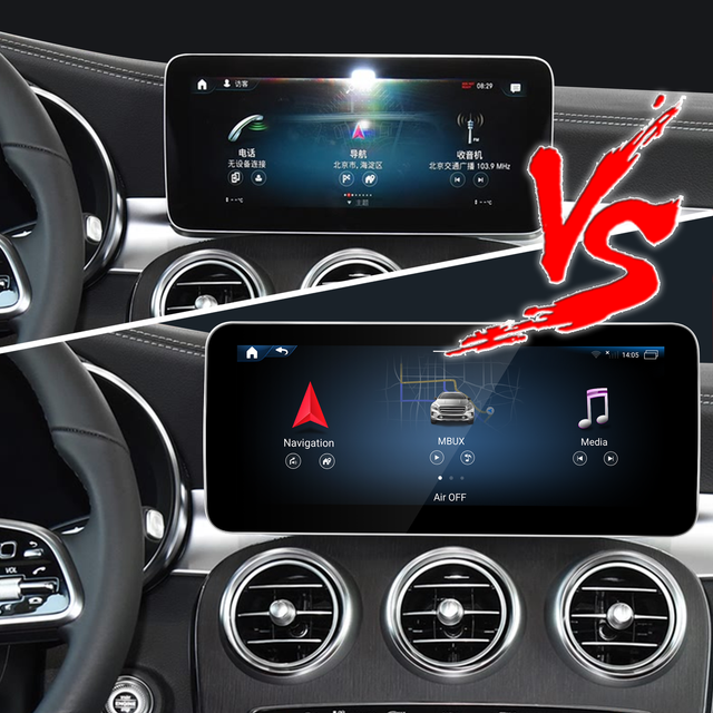 Mercedes GLC Apple CarPlay Upgrade 12.3 Android Touch Screen for NTG 6.0 MBUX X253 C253 Android Auto Phone Apps Mirroring Full Screen Netflix YouTube Spotify Navigation Google Maps Vehicle Cameras