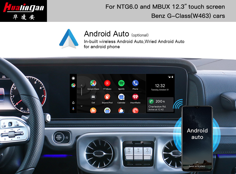MBUX Wireless Carplay Ai BOX Android 12 Mercedes G-class W463 Screen Upgrade 