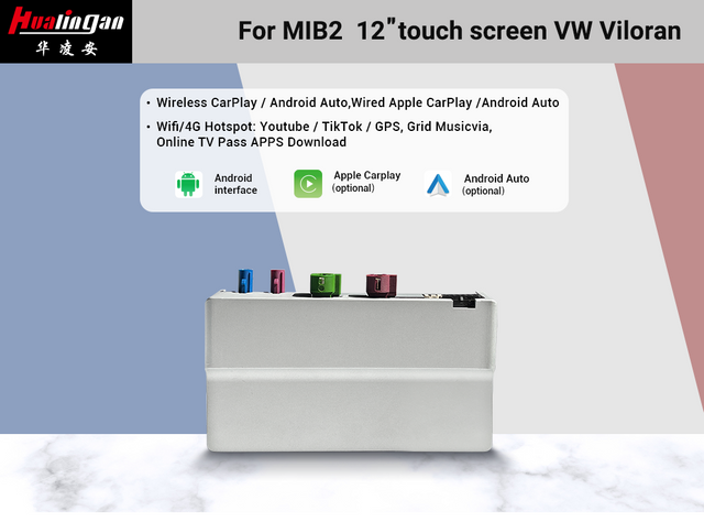 Hualingan VW Viloran Apple CarPlay Wireless Android Auto 12”1560*700 Touch Screen Upgrade Full Screen Mirror Android 12 Wifi Video Navi Google Maps Pioneer CarPlay