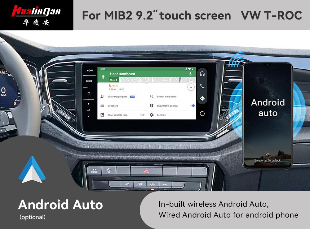 Hualingan VW T-Roc Android Auto Apple Carplay Wireless Adapter Multi Media Interface Screen Mirroring Full Screen CarPlay BOX Android 12 GPS Navigation Maps Volkswagen CarPlay