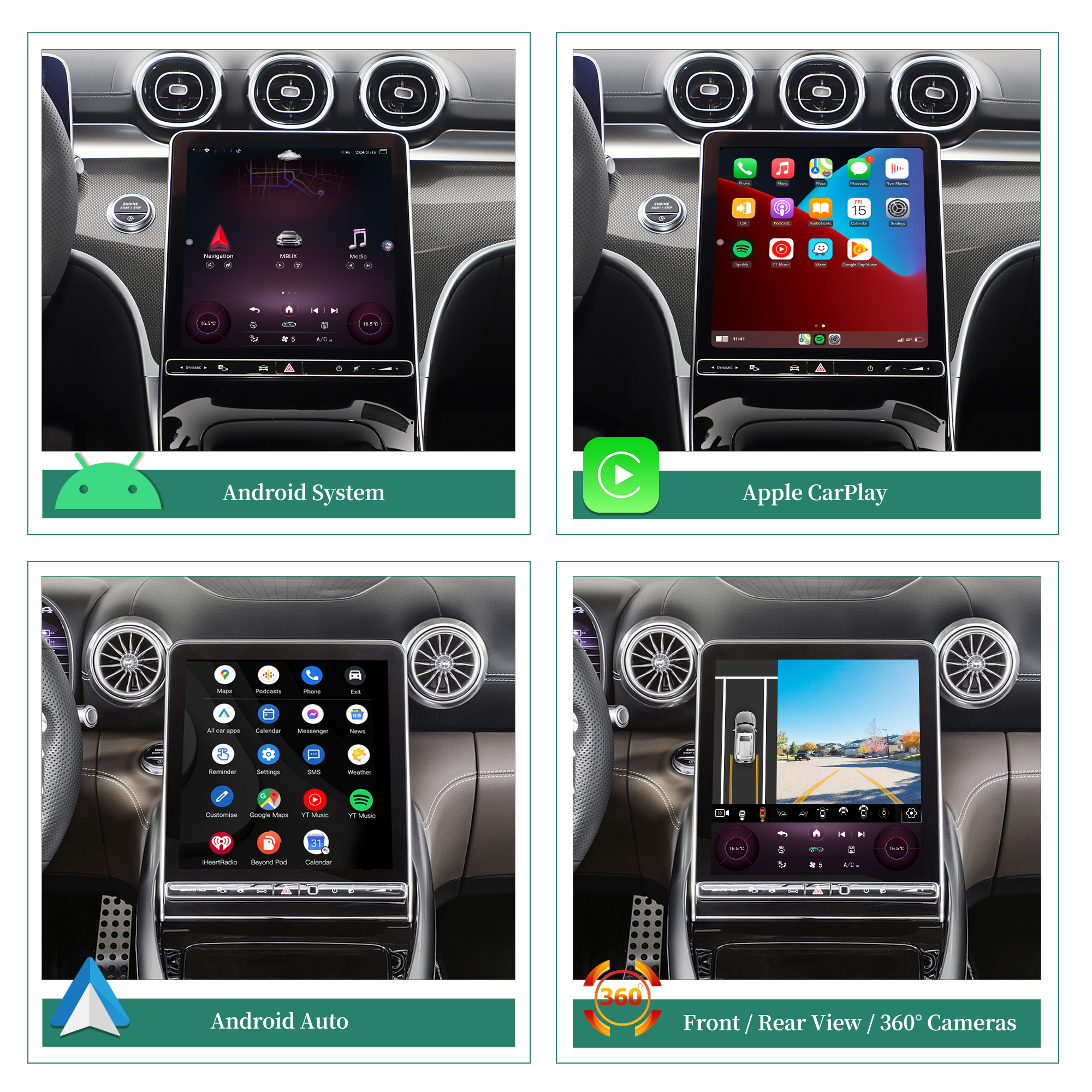 Hualingan 3 in 1 Android AI Adapter for Mercedes GLC X254 C254 MBUX Android Auto Full Screen CarPlay Access Android 14 App to 11.9 TouchScreen Games Music Netflix YouTube Spotify GPS Navigation WiFi