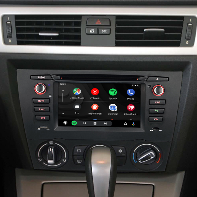 BMW E90 Radio E91 E92 E93 3 Series (Manual) Double Din Installation Kit 6.2 Inch Touch Screen Car Stereo Apple CarPlay Android Auto Android 13 GPS Navigation Netflix Spotify Reverse Camera Waze Hulu