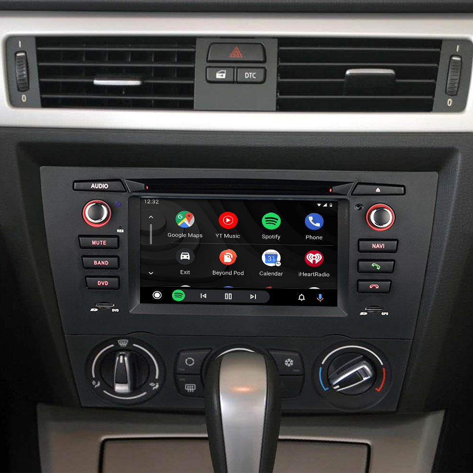 BMW E90 Radio E91 E92 E93 3 Series (Manual) Double Din Installation Kit 6.2 Inch Touch Screen Car Stereo Apple CarPlay Android Auto Android 13 GPS Navigation Netflix Spotify Reverse Camera Waze Hulu