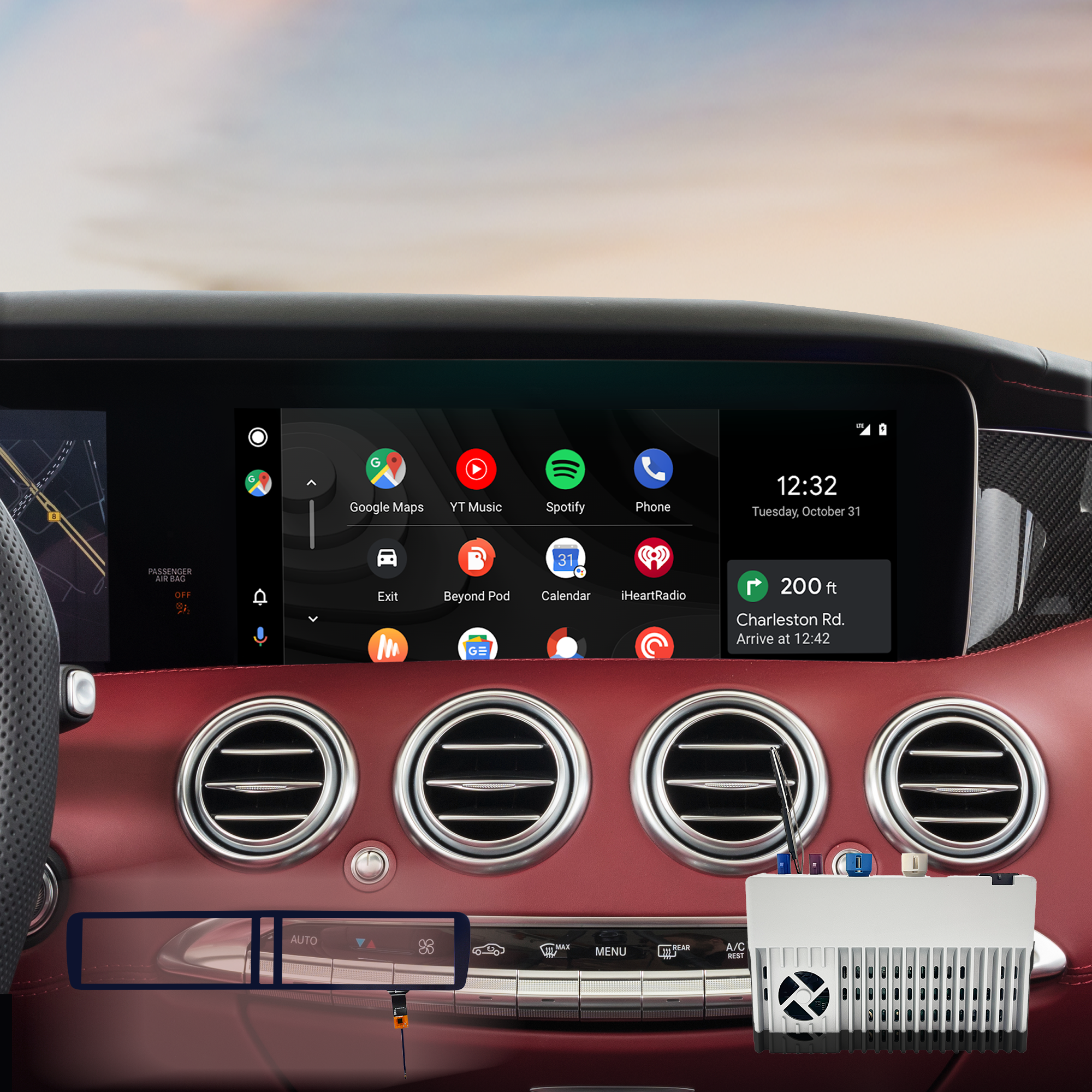 Hualingan 3 in 1 Apple CarPlay Adapter for Mercedes-Benz S-Class NTG 5.0,5.1,5.2 (W222,V222,X222,VV222,A217,C217) Android OS & Android Auto Wireless,Waze,Games,Music,Netflix,TikTok,Backup Cameras