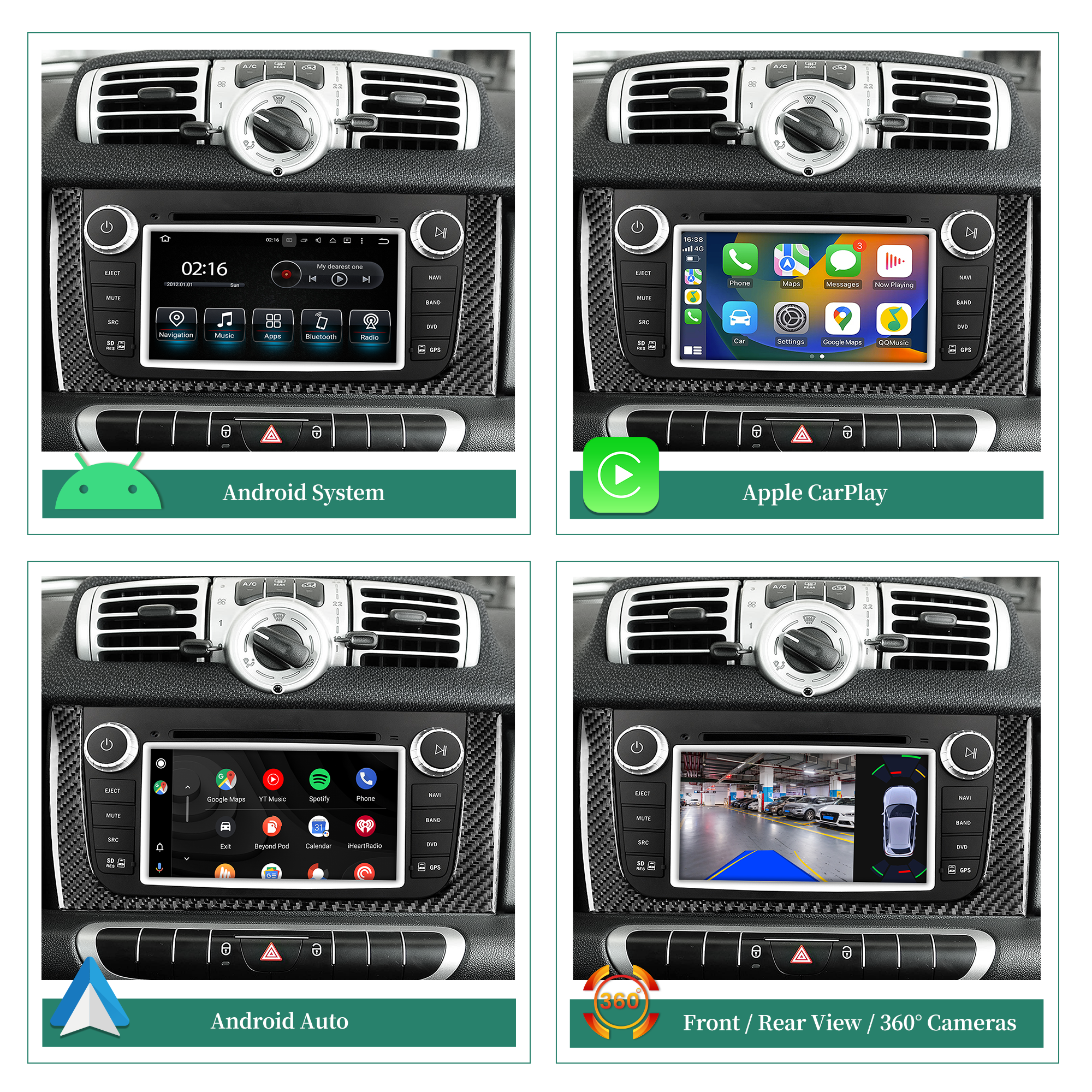 Hualingan hla-8837 Mercedes Smart Fortwo Forfour Radio Replacement apple carplay android auto