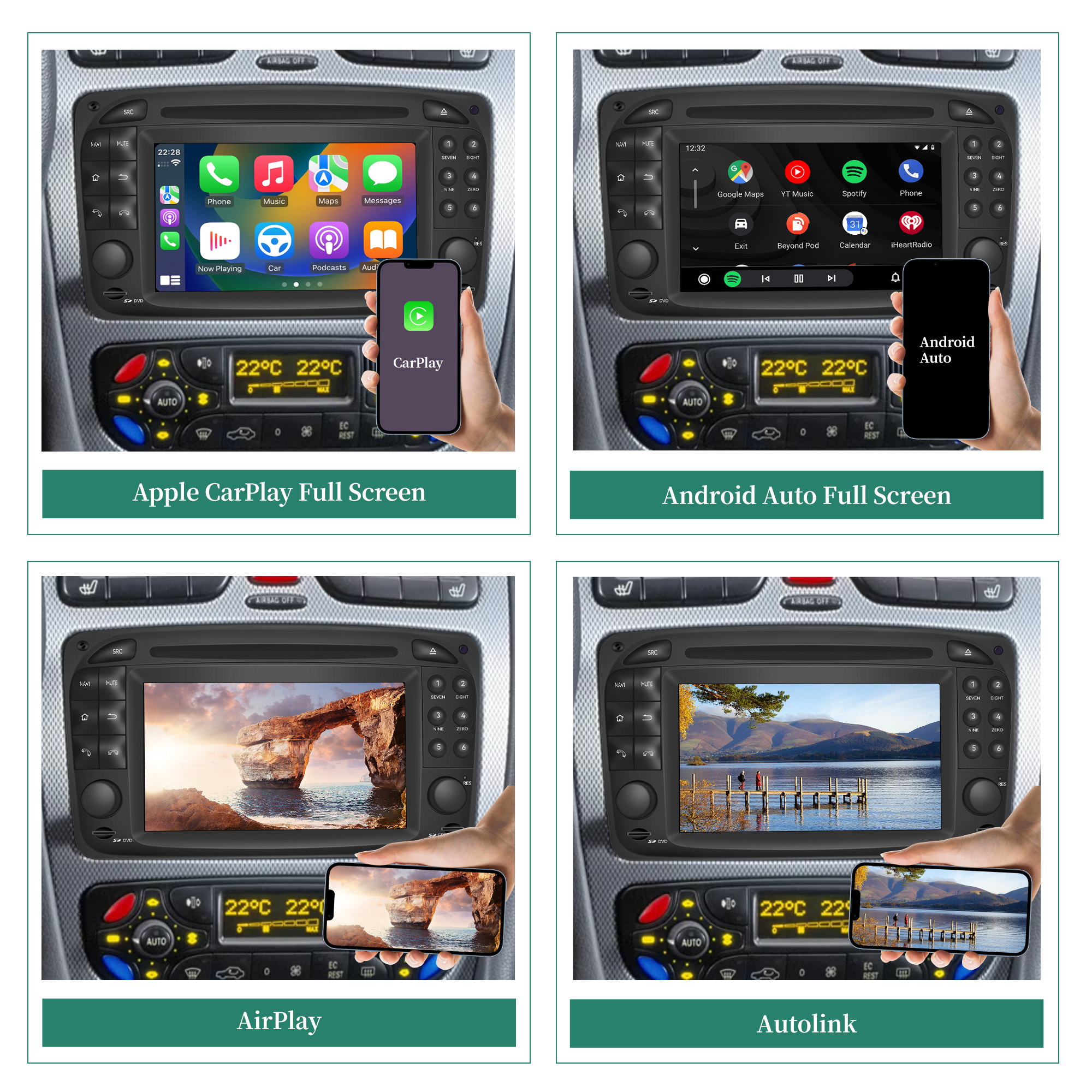 Hualingan Radio Stereo Upgrade Mercedes CLK W208 W209 C208 C209 6.2 inch TouchScreen Wireless CarPlay Android Auto Navigation GPS Bluetooth DVD Video Youtube Netflix Spotify Games 