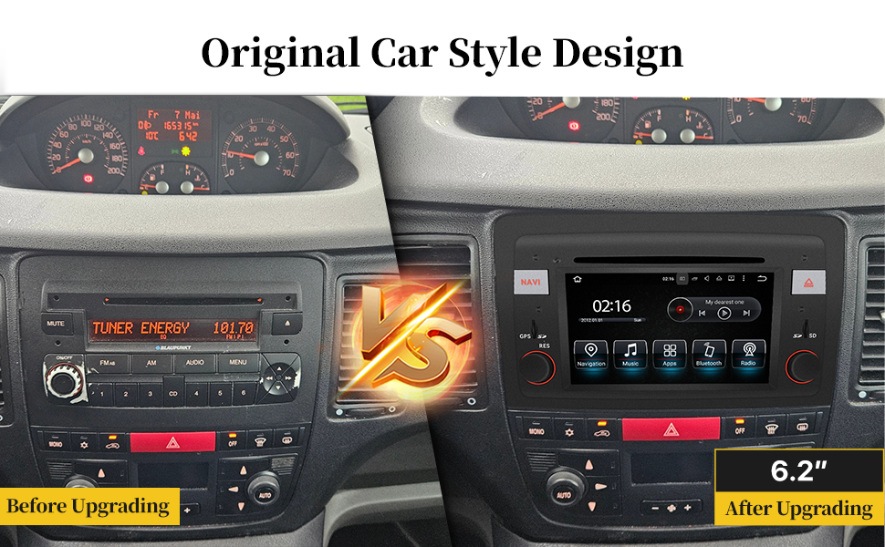Fiat Idea Musa Apple CarPlay Stereo Upgrade 6.2 inch Touch Screen Navigation Android 13 Wireless Audroid Auto Netflix YouTube TV Spotify Bluetooth Music Autoradio Wifi Backup Cameras and 360° camera