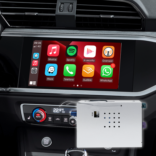 Apple CarPlay Android Auto Adapter for Audi A1 S1 Q3 SQ3 RSQ3 MIB2P MIB3 Wired To Wireless Mirror Link GPS Navigation Android 13 Apps Netflix Spotify Prime Video Reddit Twitch Waze Games Siri