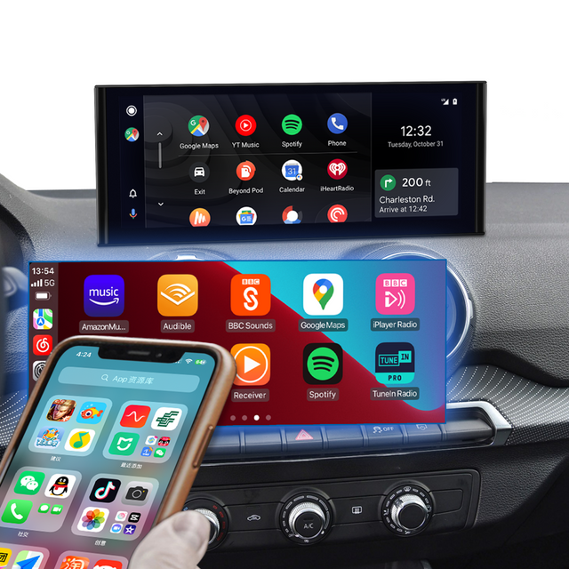 8.3 To 12.3 Touch Screen Android Auto for Audi Q2 MIB2 Stereo Wireless Apple CarPlay Backup Cameras WiFi Android 13 Apps Navigation Google Maps Netflix YouTube Spotify WhatsApp Reddit MirrorLink