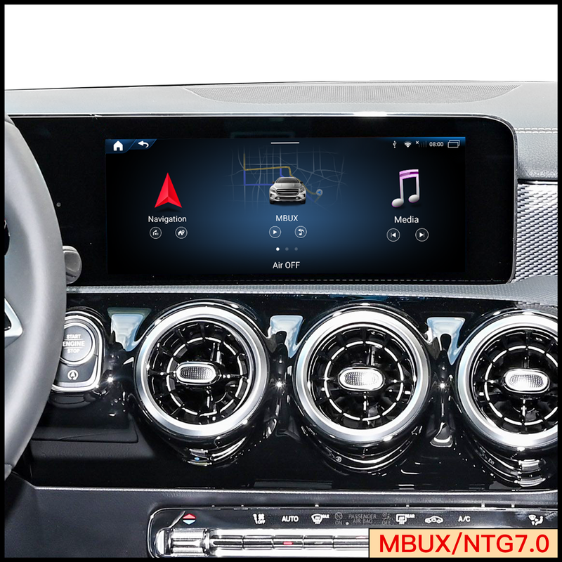 Hualingan 3 in 1 CarPlay AI Box for Mercedes W177 V177 Z177 A-Class MBUX Android Auto Full Screen Mirror Access Android 14 App to 10.25 Touch Screen Movies Music Netflix Spotify Facebook Navigation