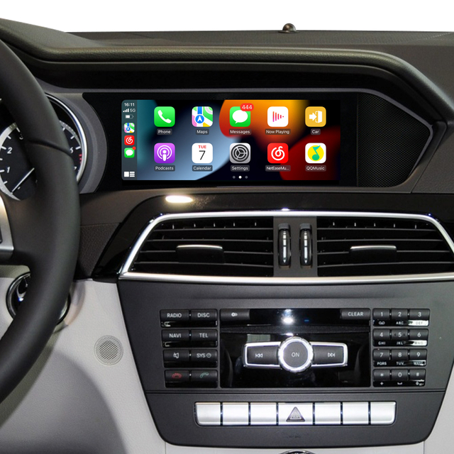 Mercedes NTG4.5 NTG4.7 CarPlay Kit for W204 C204 S204 Radio Upgrade 8.8 Touch Screen Mirror Wireless Android Auto Android 14 Apps Navigation Netflix Spotify Facebook YouTube WhatsApp Reverse Camera 