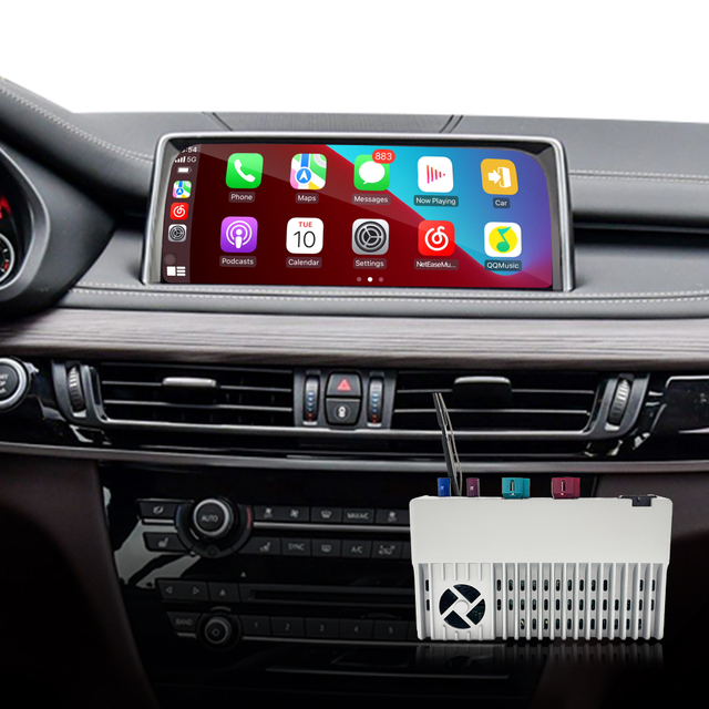 Hualingan CarPlay Adapter for BMW X5 F15 F85 NBT EVO iD6 Android Auto Wireless CarPlay iPhone Screen Mirror 8.8/10.25 iDrive Screen Android Apps Navigation Waze Netflix Spotify GoodShort Rave Tubi HBO