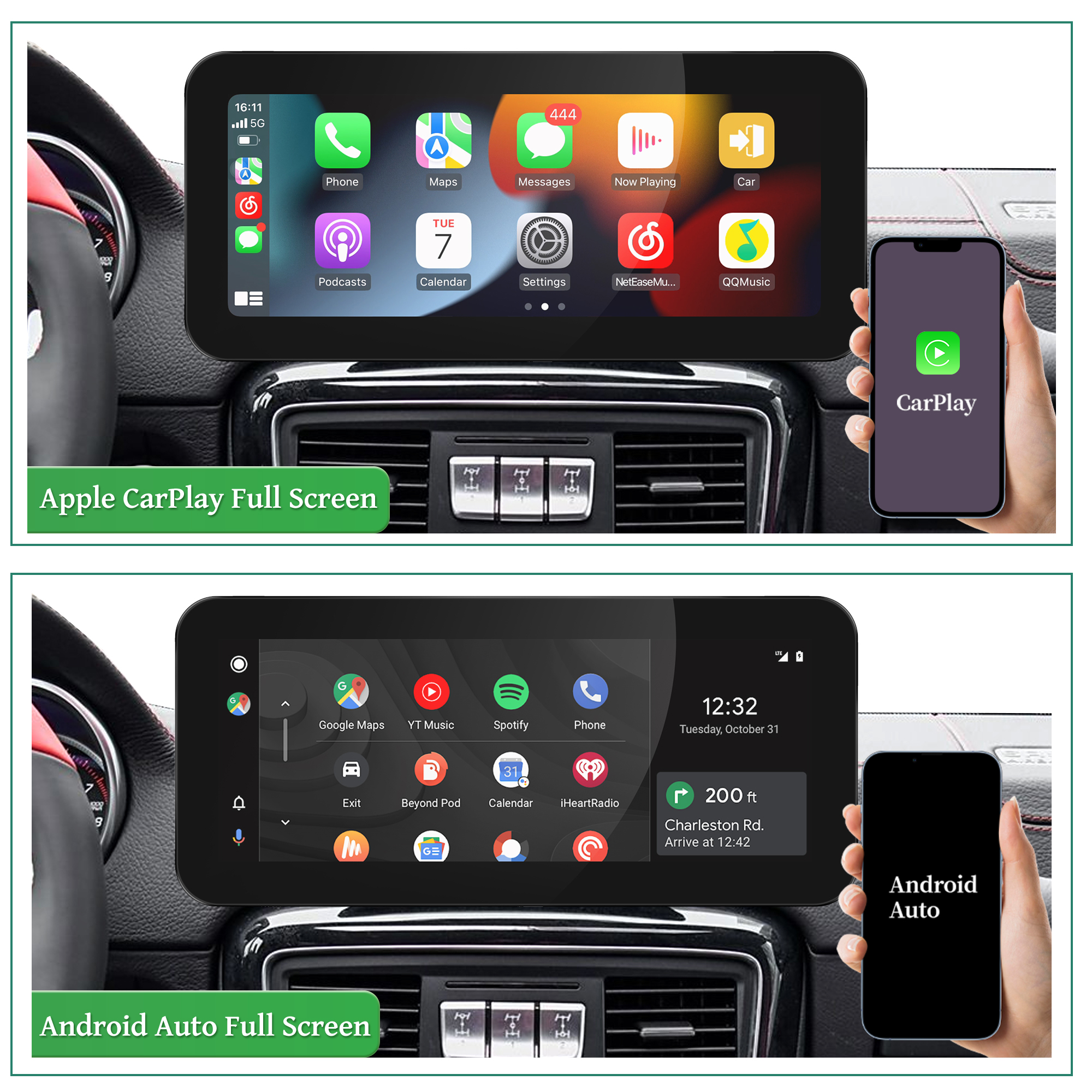 Mercedes NTG5.1 /5.2 W176 W246 C117 W463 X156 CarPlay Android Auto Upgrade 10.25 Touch Screen Mirroring, Android 14 Apps Navigation Netflix YouTube Spotify TikTok Reddit WhatsApp Backup Cameras