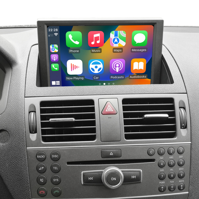 Hualingan 8-inch Android Screen install 5-inch Mercedes C-Class W204 C204 S204 NTG 4 Radio CarPlay Android Auto Split Screen Mirroring Full Screen Phones Navigation Waze Netflix Audible Backup Cameras