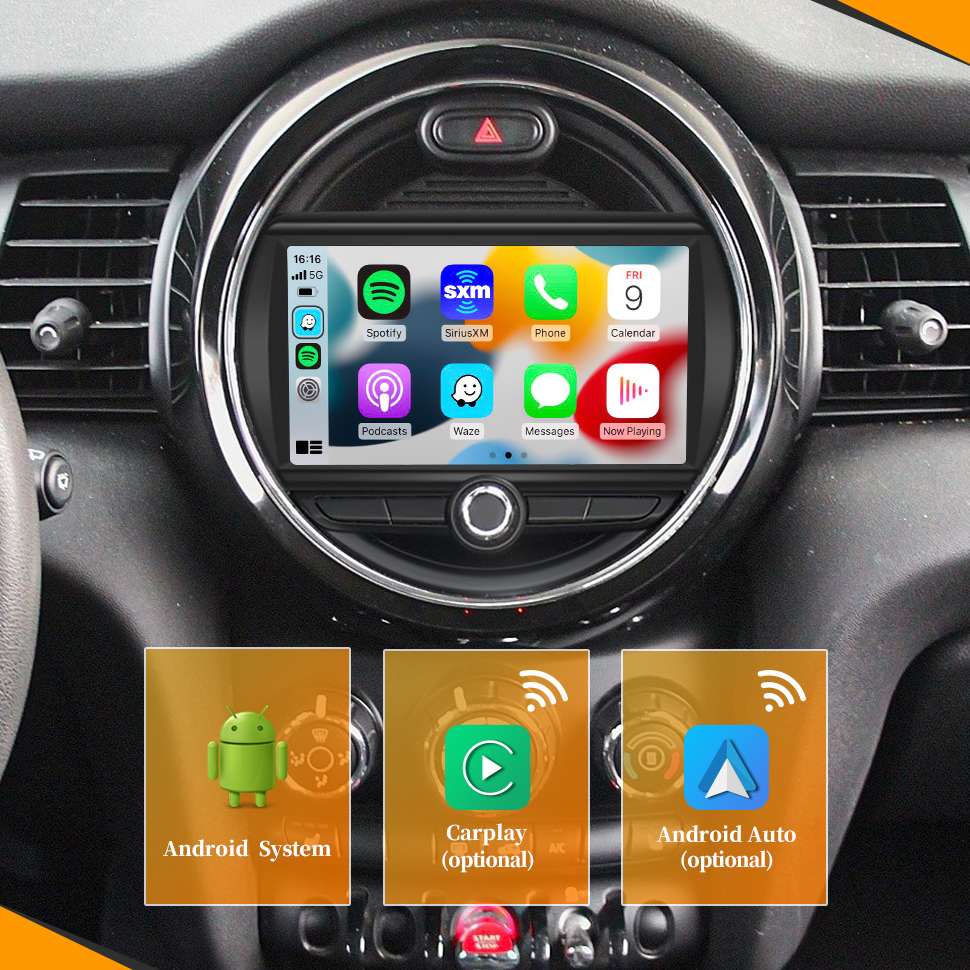 Hualingan HL-8836GB Autoradio Android Mini Clubman (F54) Mini CoopeS (F55 F56)Mini Convertible (F57)Mini Countryan (F60) Wireless Apple CarPlay Mirror Link Car Screen,Wireless Android Auto Zlink CarPlay