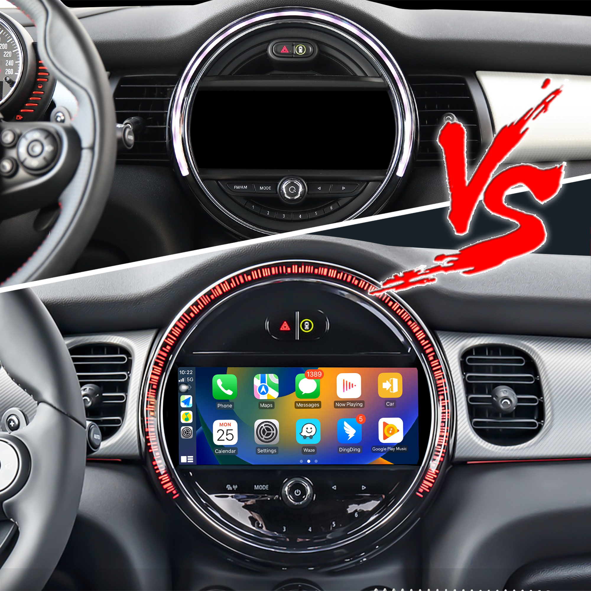 Mini Cooper CarPlay Adapter for Mini NBT EVO F54 8.8-inch Screen Wireless Apple CarPlay and Android Auto Full Screen Mirroring iPhone Apps Spotify Movies Pluto TV Google Maps Calls Via Bluetooth 