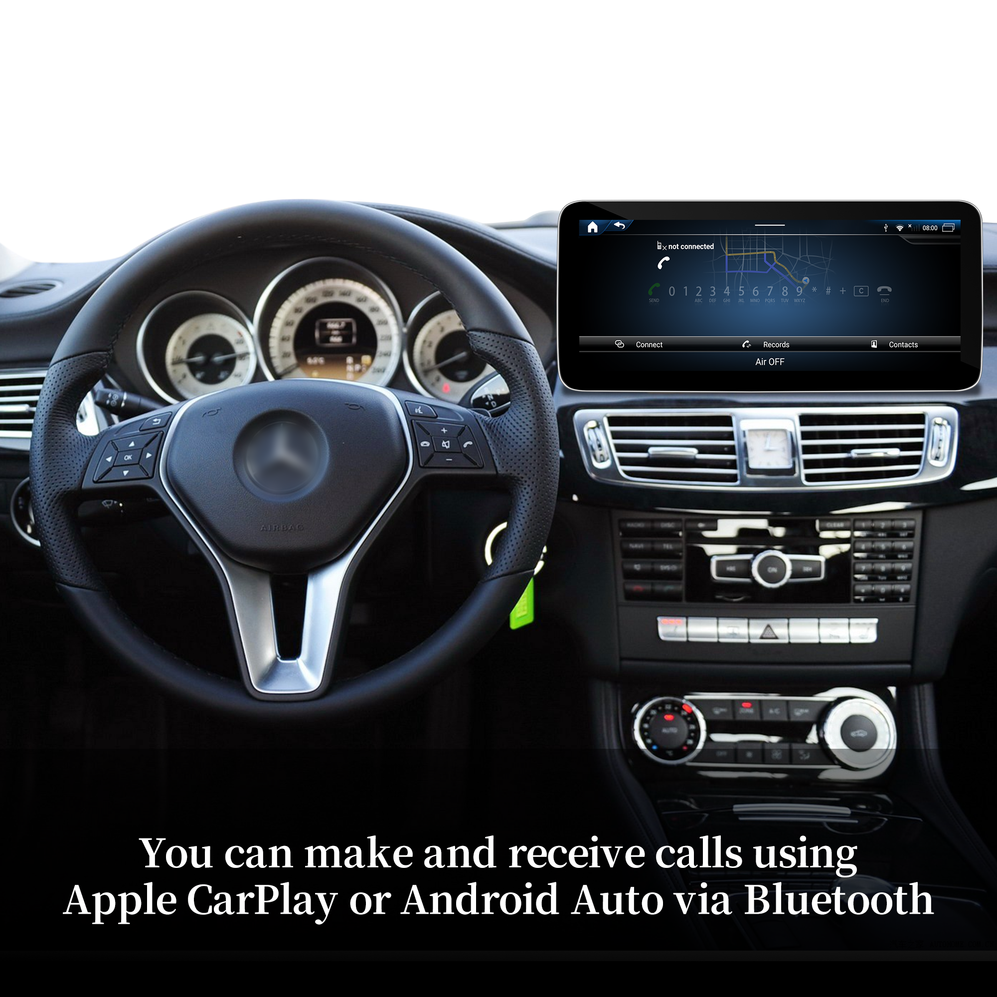 Mercedes CLS W218 X218 Apple CarPlay Upgrade 10.25 Android Screen Wireless Android Auto Full (Split) Screen Mirroring App Netflix YouTube Spotify Wi-Fi BT Navigation Google Maps Vehicle Cameras 