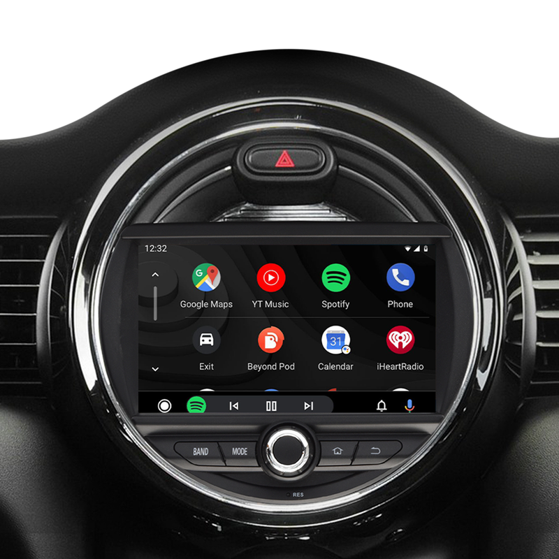 Mini Cooper F55 Apple CarPlay install 7-inch Android Touch Screen Wireless Android Auto TikTok Navigation Vehicle Cameras Download Android Apps Games Music Movies TV Receive Calls Via Bluetooth