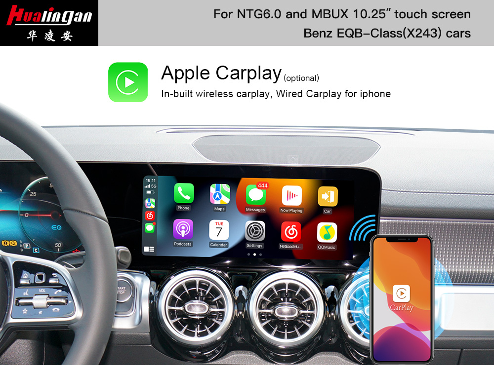 Hualingan Magic Box Android Adaptor,for Mercedes EQB X243 MBUX Screen Android 13 Wired to Wireless CarPlay,LVDS Adapter Mirroring is Full Screen,Compatible Car With Or Without Wired CarPlay