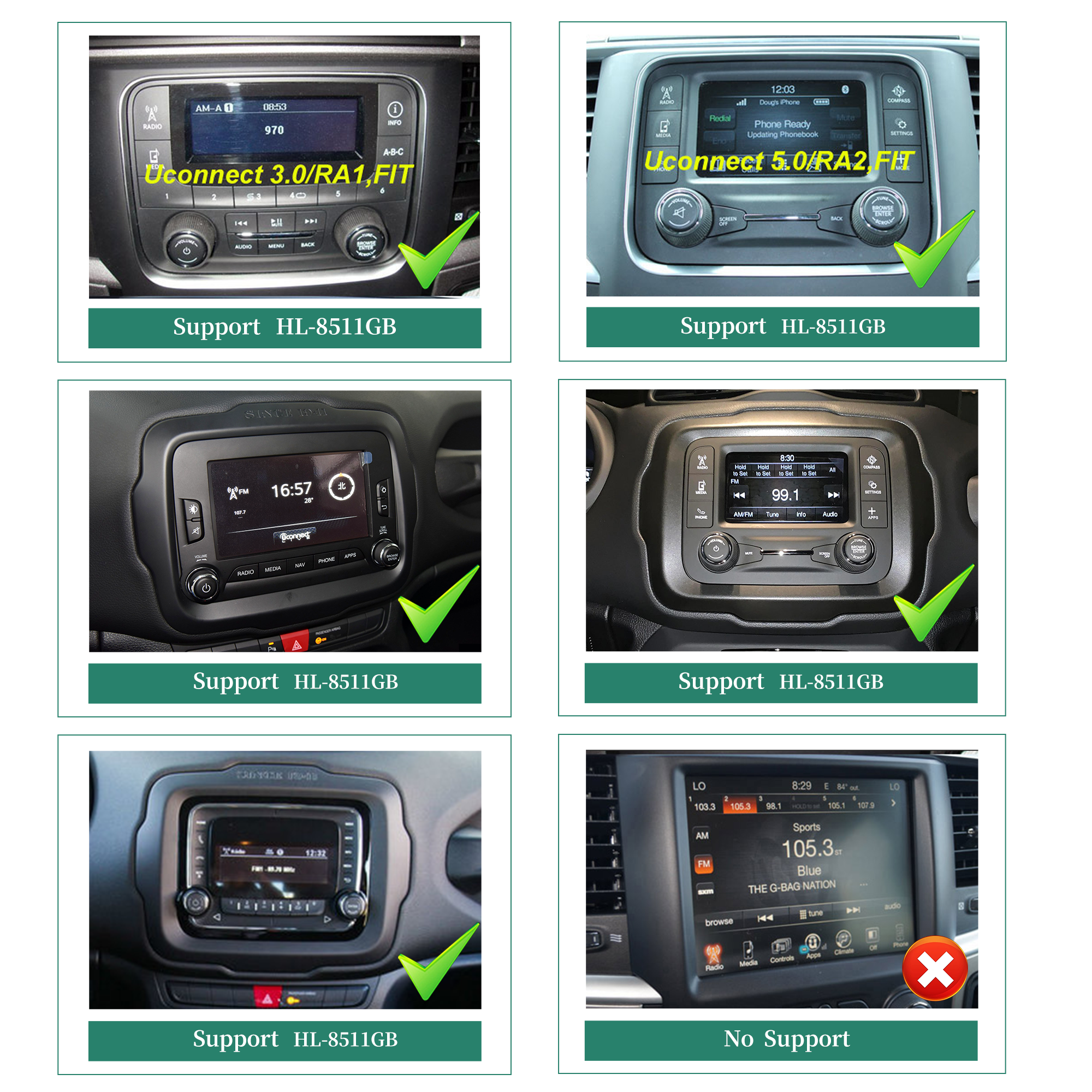 Hualingan HL-8511 2014 dodge ram 1500 radio CarPlay Android Auto