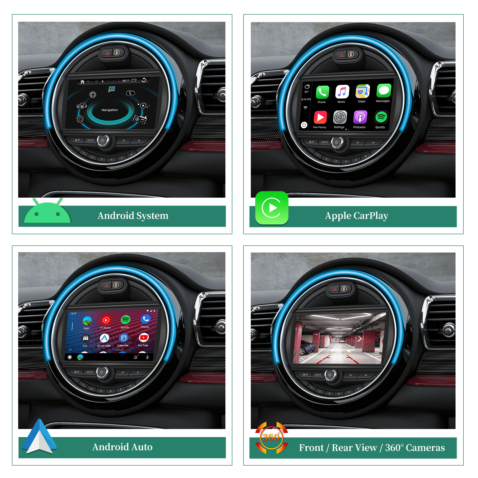 Mini Cooper Android Auto Upgrade for BMW NBT One JCW F54 F55 F56 F57 F60 7inch TouchScreen Car Radio Apple CarPlay Spotify GPS Navi BT RDS FM Head Unit Backup Camera HL-8836