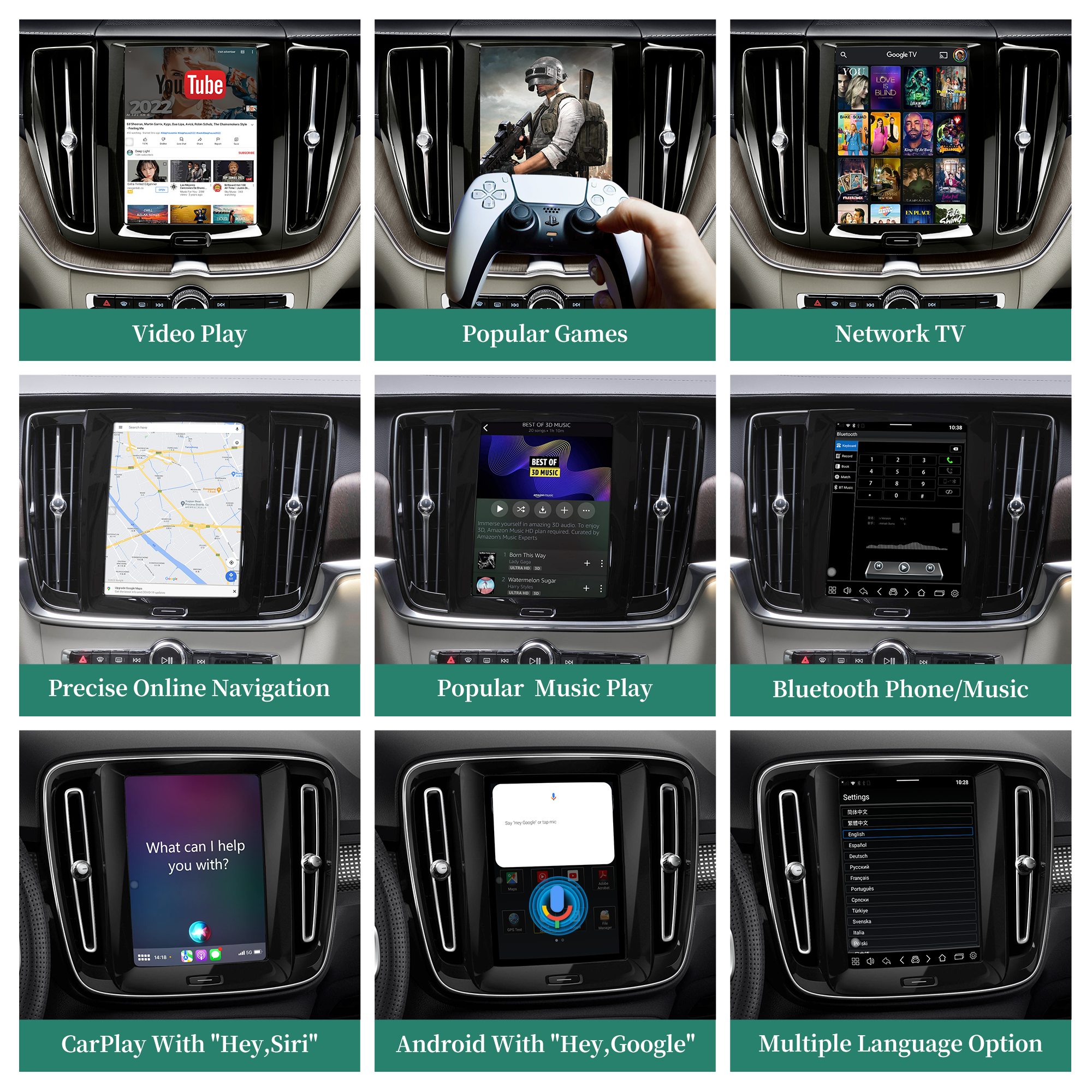 Android 13 Android Auto Apple CarPlay Adapter for Volvo XC90 S90 V90 9" Touch Screen Sensus Radio Camera GPS Navi Wifi Netflix HL-601