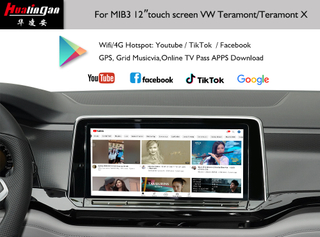 Hualingan VW Teramont X Apple CarPlay Wireless Android Auto App 12”1560*700 Touch Screen Upgrade Full Screen Mirror Android 12 Wifi Video Navi Google Maps Wireless CarPlay Adapter