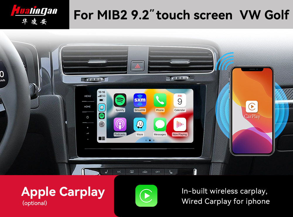 Hualingan Apple Carplay Golf 7 VW MIB2/ MIB2.5/ MIB2 STD/ MIB2 High/ MIB3 Auto Android Head Unit Carplay Iphone Mirror Screen Full Screen Android 12 Facebook Video 