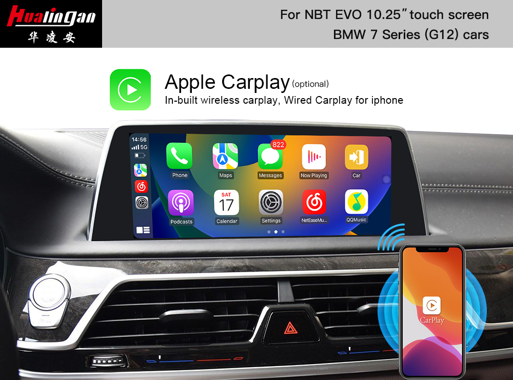 Hualingan BMW 7 Series G11 G12 iDrive 6.0 EVO Touch Screen Upgrade Wireless Apple CarPlay Fullscree Android System Android Auto Mirroring Video in Motion Wi-Fi Hotspot 