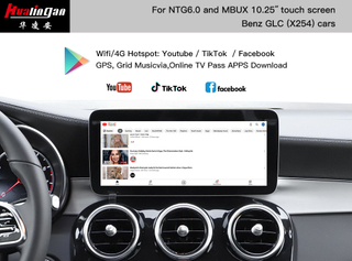 Hualingan CarPlay Multimedia Box,for Mercedes MBUX GLC X254 Wired to Wireless CarPlay Android Auto Video Youtube Netflix Spotify Hulu Games,Compatible With Or Without OEM Wired CarPlay