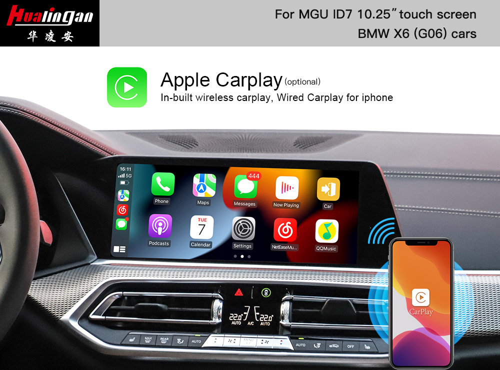 BMW X6 Wireless Apple CarPlay G06 MGU Screen Mirroring IDrive 7 Upgrade Hualingan Android Multimedia Android Auto Full Scree Front Camera Video in Motion