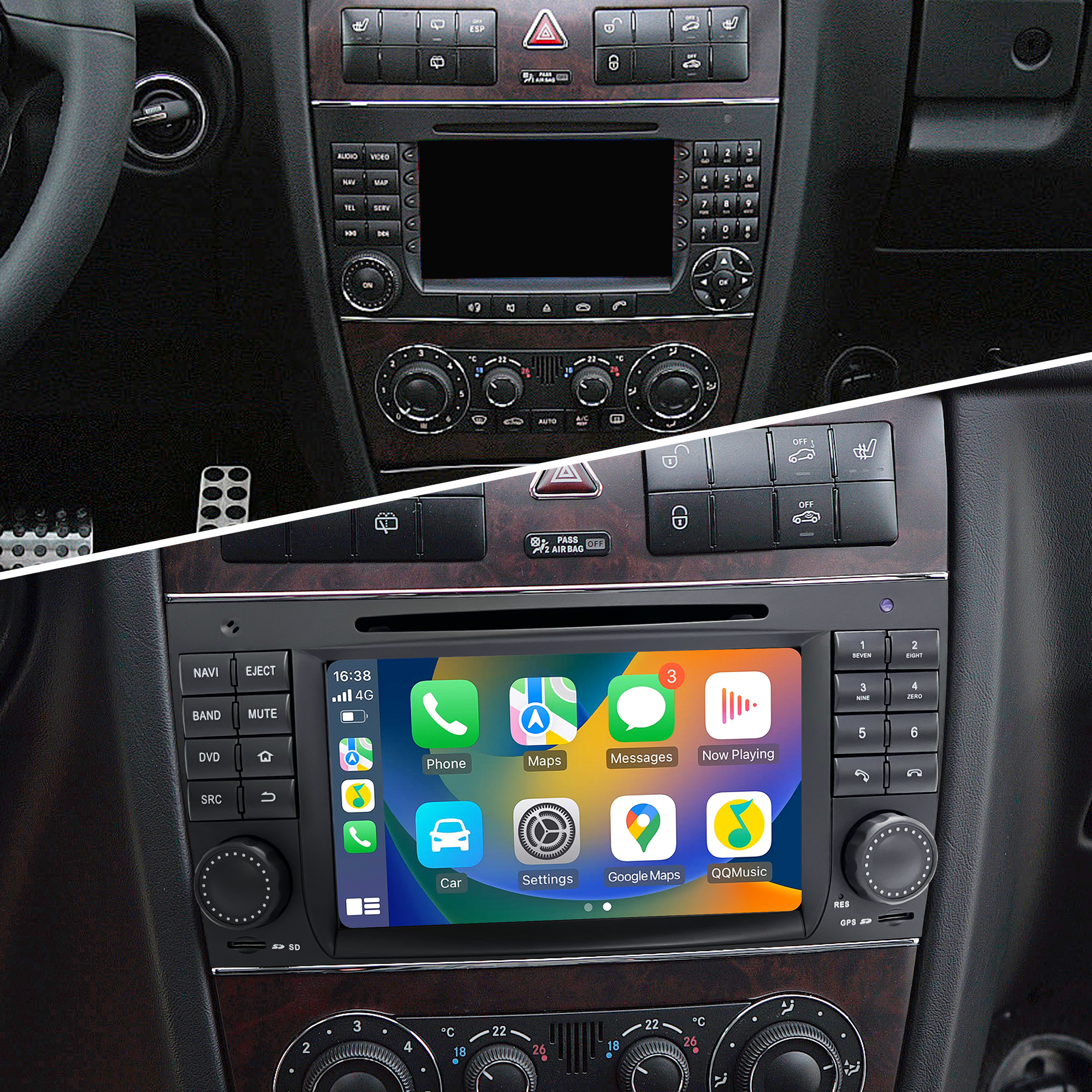 Mercedes W211 W219 C219 W463 W209 C20 Android Radio E-G-CLS-CLK Stereo Replacement 7in TouchScreen Apple CarPlay Andriod Auto DVD WiFi Autoradio 2000 2001 2002 2003 2004 2005 2006 2007 2008 2009 2010