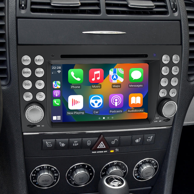 Radio Mercedes SLK R171 W171 SLK200 SLK280 SLK300 SLK350 SLK55 Stereo Upgrade 7in TouchScreen Apple CarPlay Andriod Auto DVD WiFi Android Autoradio Head Unit Netflix 2004 2005 2006 2007 2008 2009 2010