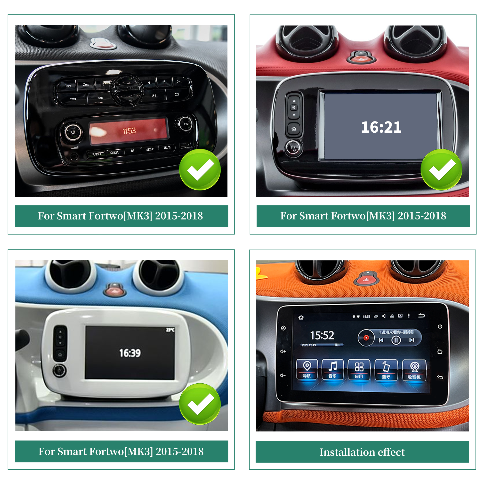 for Smart Car Radio Replacement Smart Fortwo Forfour 453