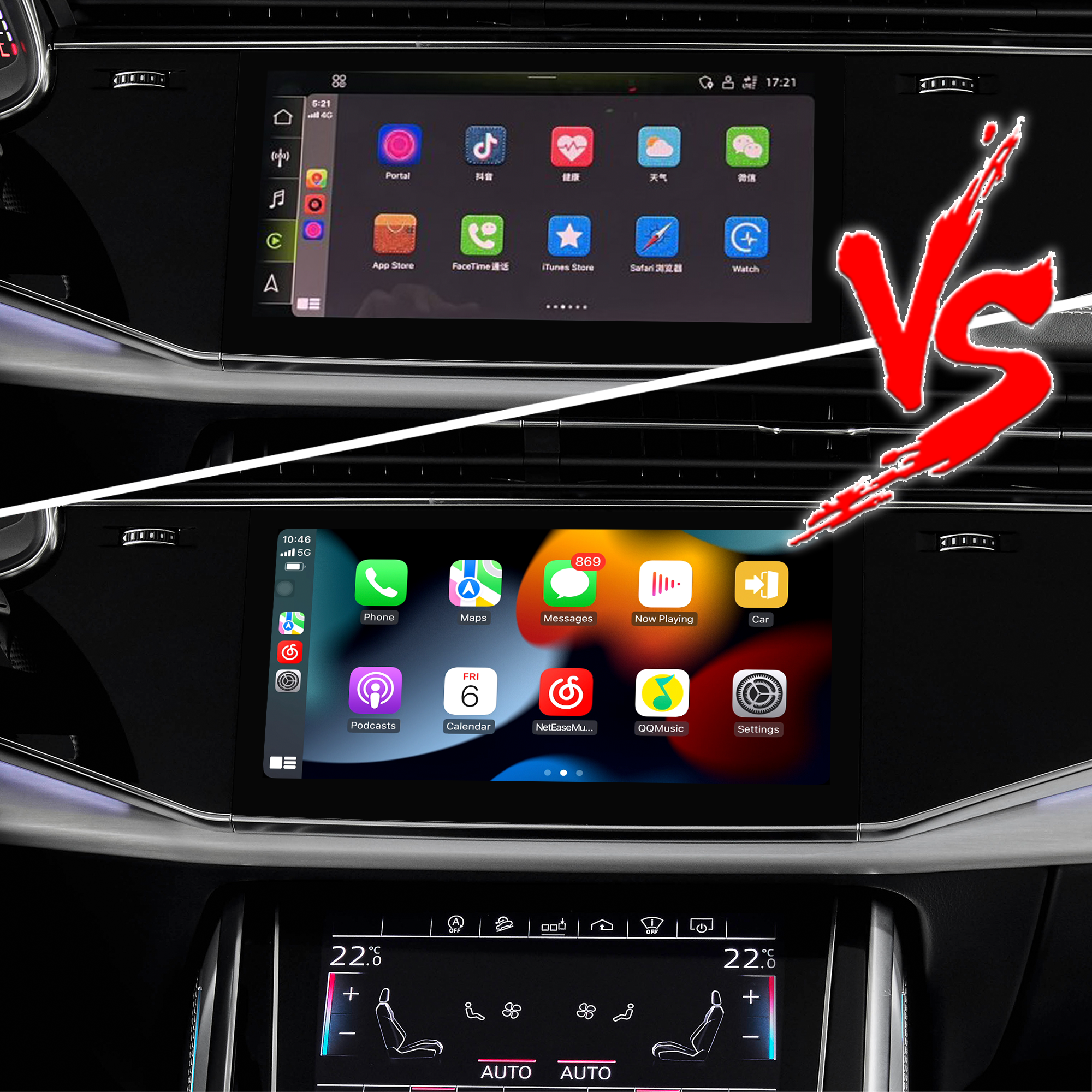 Best Wireless CarPlay Adapter for Audi Q7 SQ7 RSQ7 4M MIB2P MIB3 Android Auto IPhone Screen Mirror Full Screen,Android 13 Navigation Netflix Spotify Prime Video Reddit Twitch Waze Games 