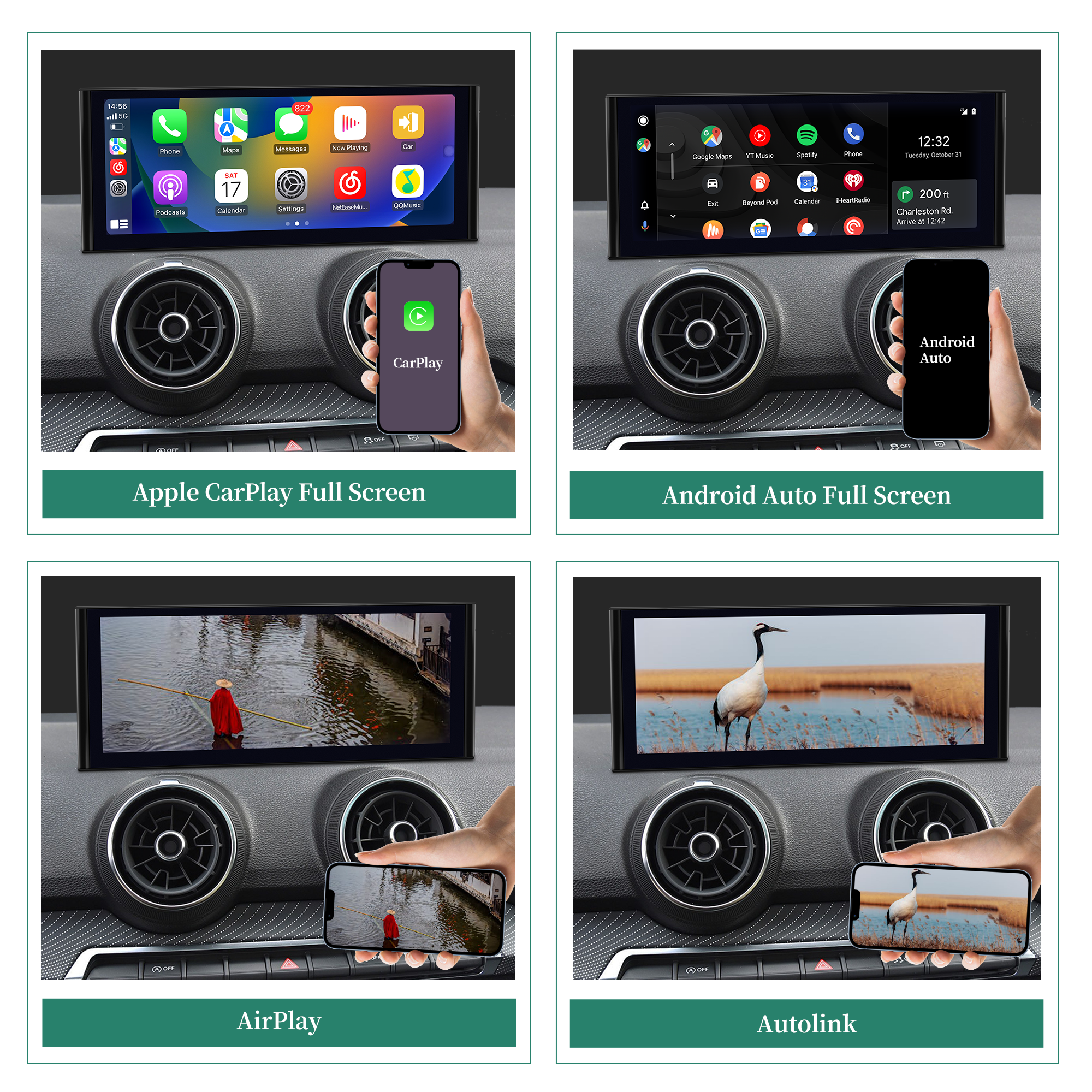 8.3 To 10.25 Touch Screen Apple CarPlay Audi Q2 MIB2 Radio Wireless Android Auto Backup Cameras WiFi Android 13 Apps Navigation Netflix YouTube Spotify Amazon Prime Video WhatsApp Reddit Mirror Link