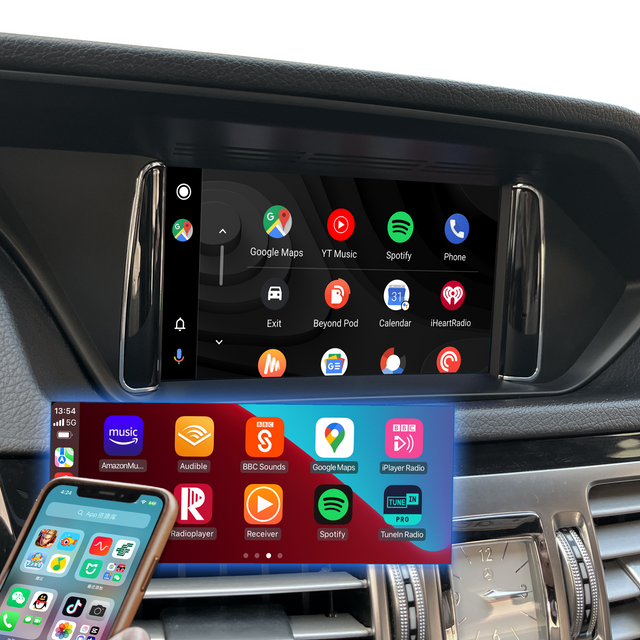 Mercedes W212 V212 E-Class NTG 5.0 5.1 5.2 Wireless CarPlay Android Auto Mirror 7 inch Touch Screen Android 14 Naivgation WhatsApp Twitter Netflix YouTube Spotify TikTok Backup Cameras 360 Camera